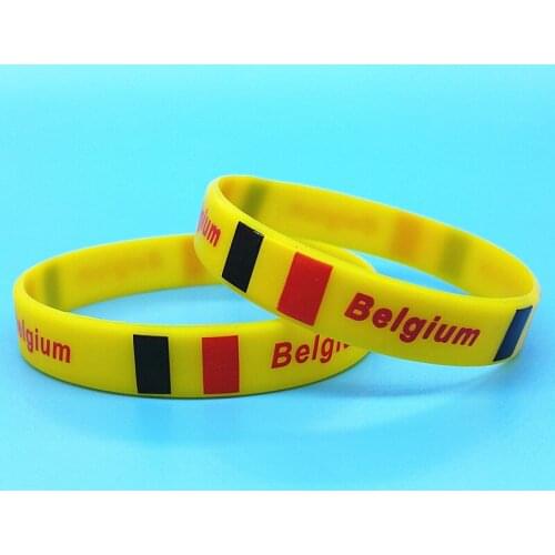 100pcs Belgium Flag Print Wristband Men Women Sport Silicone Bracelets Country Rubber Wrist Strap Accessories Bangle Cuff Gifts
