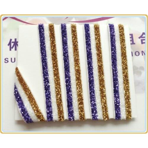 Price Negotiated) 5/8" Elastic Lavender White Gold Stripe Glitter Velvet Ribbons For Headband