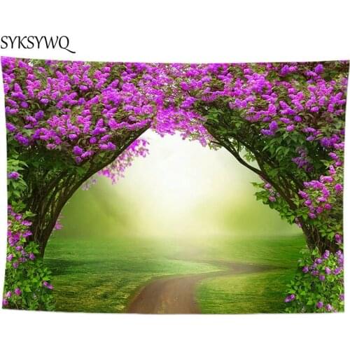 Flower tree tapestry natural scenery wall hanging carpet dorm decor wall cloth tapestries forest wall cloth