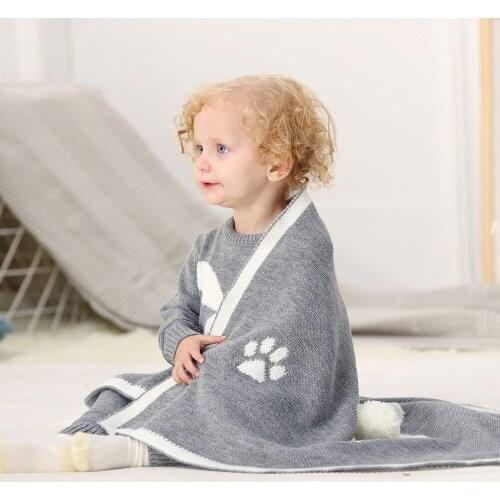 Baby Cover Blanket Newborn Wrap Blanket Infant Knitted Cartoon Rabbit Blanket Stroller Sleep Cover Spring Autumn Kids Nap Quilt