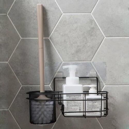 Bathroom Toilet Brush Storage Shelf Bathroom Kitchen Storage Rack Organizer Shower Shelf Bathroom Storage Suction Shelf