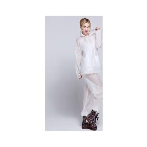 EVA Transparent Motorcycle Electric Bicycle Raincoat Rain Pants Fashion Adult Ride Set Rain Coat Thickening Poncho For Women