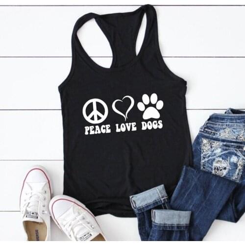 Peace Love Dogs Tank Cute Dog Mom Gift Tops Funny Women Sleeveless Summer Running Workout Tanks