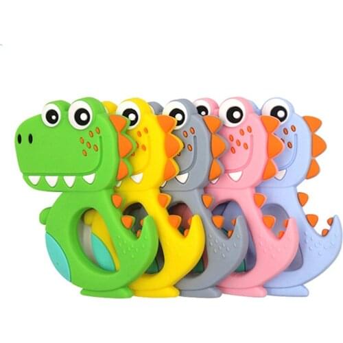 Cartoon Silicone Baby Teethers BPA Free Animal Dinosaur Infant DIY Ring Teether Toddler Silicone Chew Charms Kids Teething Toys