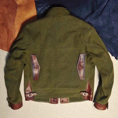 2021 Green Retro Casual Style Genuine Leather Jacket Men Plus Size 5XL Real Natural Horsehide Spliced Slim Fit Autumn Coat