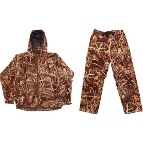 Men Bionic Camouflage Hunting Suits Outdoor Fishing Hiding Clothing Tactical Snipers Quiet Warm Sets Photography Jacket Pants