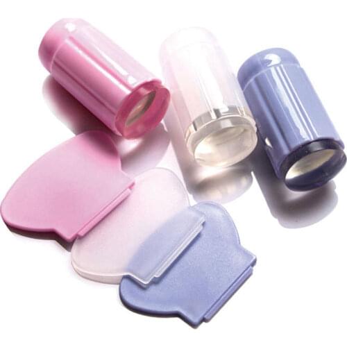 Transparent Jelly Silicone Nail Stamper Scraper Set with Cap Nail Art Stamp For Stamping Polish Print Manicure Image Plate Tool