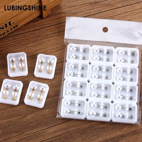12Pair/set Stainless Steel Stud Earring New Round Pearl Gold Silver Color Helix Piercings Earrings Set For Women Fashion Jewelry