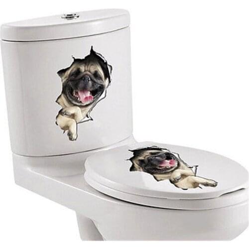 New Wall Stickers 3D Cracked Dog Vinyl Sticker Fridge Car Toilet Seat DIY Wall Decals Home Decor