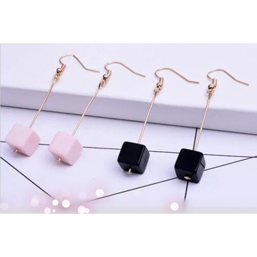 New Square Crystal Ear Hook Earrings Simple Ear Clip long earring Jewelry for woman birthday gift