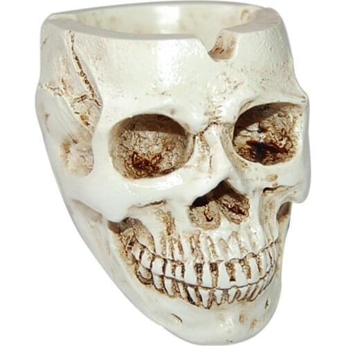 Skull Ashtray Tobacco Ash Box Sculpture Statue Cigarette Ash Container Skull Home Office Bar Resin Ornament Halloween Decoration