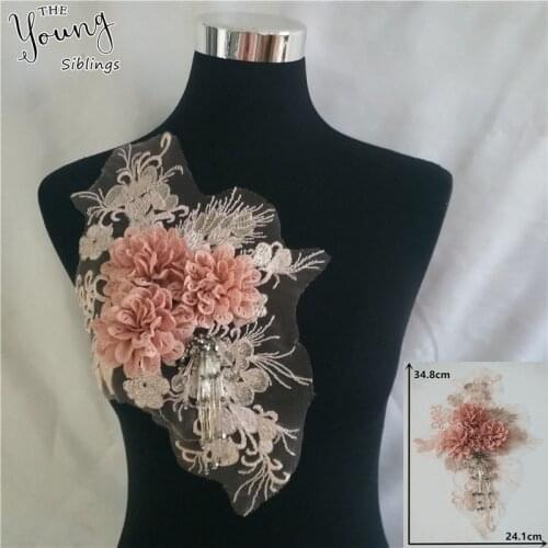 African fabric Lace tulle 3D flower Embroidery Lace fabric everything for sewing Laces collar Dresses Needlework Accessories