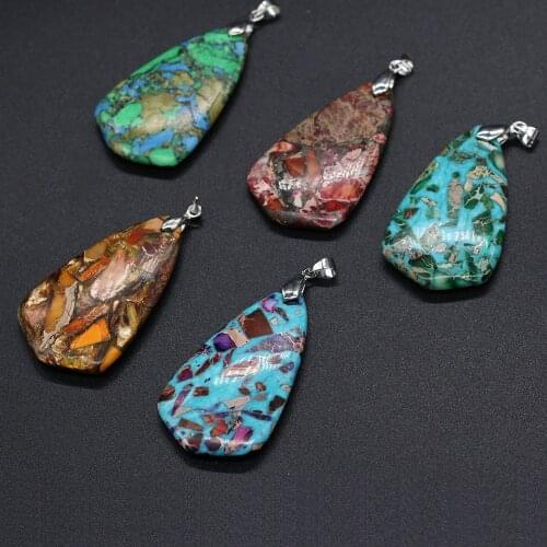 Natural Stone Pendant Water drop shape Artificial stone Exquisite Charm for Jewelry Making DIY Necklace Earrings Accessories