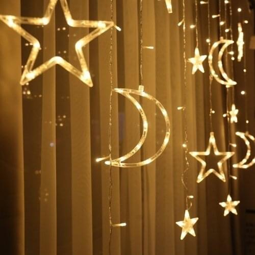 2.5M LED Lights Romantic Moon Star LED Curtain String Lighting Strip Holiday Wedding Garland Party Decoration