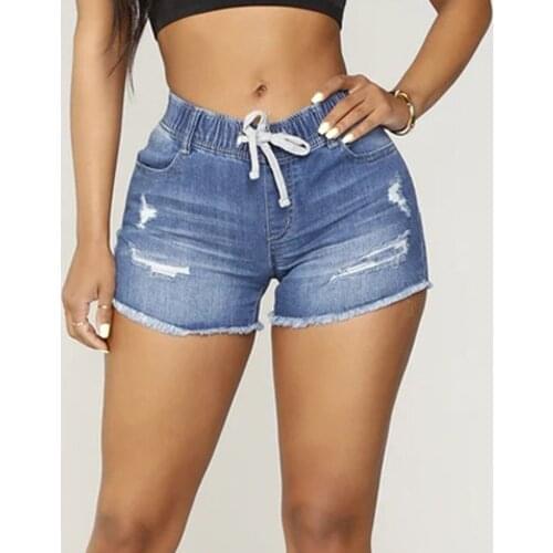 Hole Ripped Denim Shorts Women Slim High Waist Short Jeans Manual Wear Out Trendy Fashion Hole Shorts