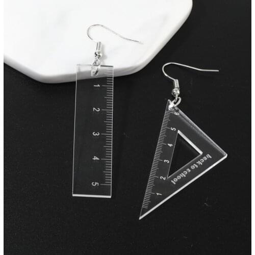 Acrylic Mathematics Triangle Ruler Straightedge Series Earrings for women