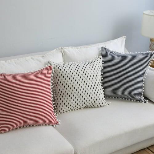 Cute Pear Flower Ball Pillow Case Hair Ball Cotton Linen Cushion Japanese style Simple Sweet Room Decoration 45*45CM Pillowcase