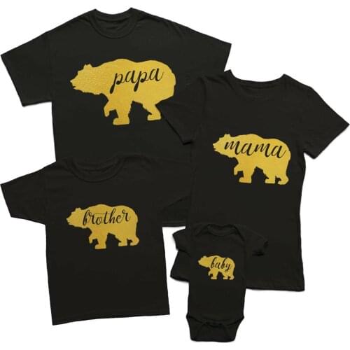 Bear Family Matching Funny T Shirts Cotton Casual T-Shirts DAD and Son clothes