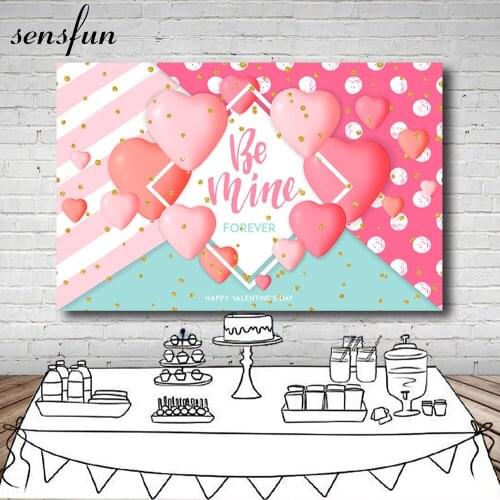 Valentines Day Background Be Mine Forever Pink Heart Gold Glitter Dots Anniversary Propose Marriage Photography Backdrop Vinyl