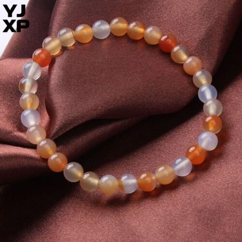 YJXP 6-8mm Round Beads Natural Carnelian Stone Reiki Healing Spiritual Handmade Bracelet Charm Jewelry