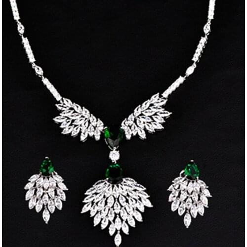 Zlxgirl jewelry luxury Brand AAA cubic zircon Wedding necklace pendant jewelry sets womens New year couple gifts
