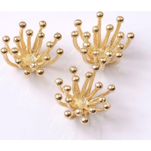 10Pcs 13mm Copper Flower Stamen Charms Connector Blank Setting DIY Findings Jewelry Making