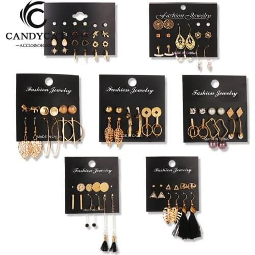 Many Earrings People Women Earrings 2019 Jewelry Geometric Fashion Earrings, 6 In 1 , Wedding, Gift