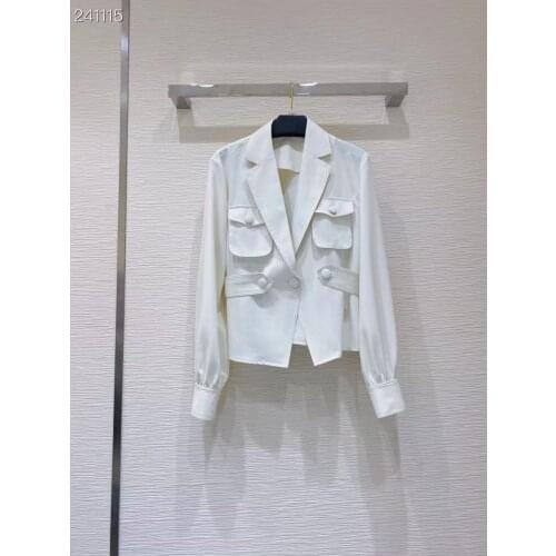 HIGH STREET Newest 2021 Runway Designer Blazer Womens Classic Single Button Slim Fitting Textured White Blazer Jacket