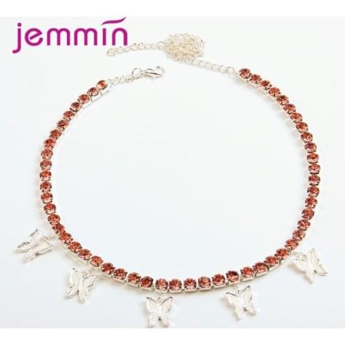 925 Sterling Silver Chain CZ Crystal Choker Necklaces for Women Luxury CZ Butterfly Pendents Necklace Jewelry Accessories
