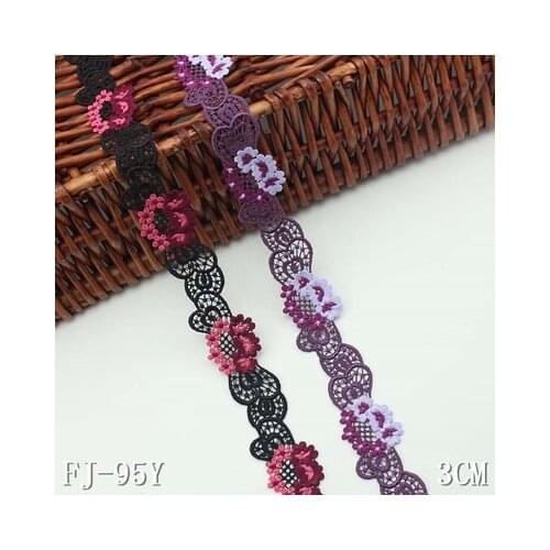 2yards/3cm Purple Black Delicate Polyester Small Flowers Lace Trims Lace Ribbon DIY Baby Clothes Dress Accessories