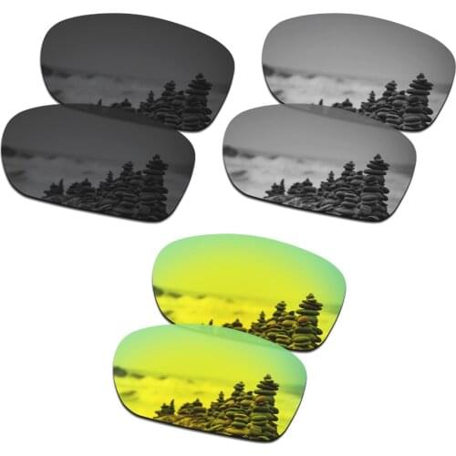 SmartVLT 3 Pairs Polarized Sunglasses Replacement Lenses for Oakley Dispute Stealth Black and Silver Titanium and 24K Gold