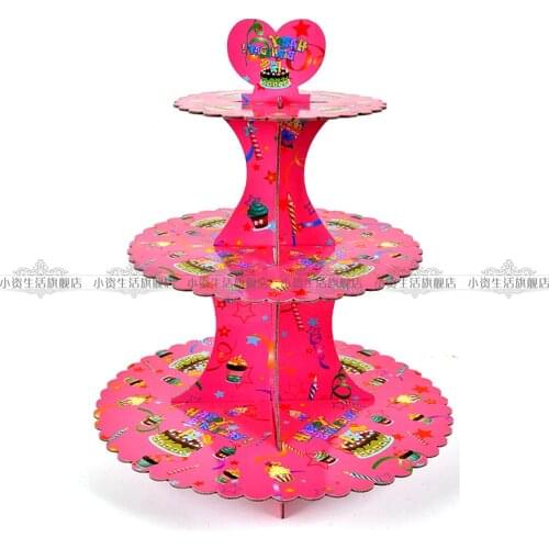 3 tier paper cupcake cardboard stand hold baby shower birthday party display tray buffet muffin dessert decorative candy bar