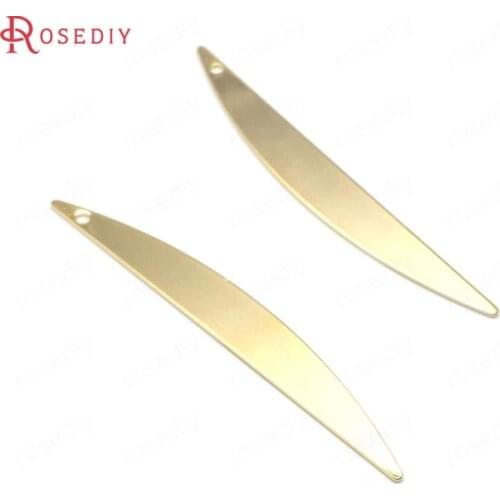 36920)10PCS 50x6MM 24K Gold Color Brass Long Tree Leaf Shape Charms Pendants High Quality Diy Jewelry Findings Accessories
