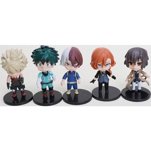 5pcs/set My Hero Academia Figure Toys Anime Bungo Stray Dogs Action Figures Lzuku Shouto Todoroki Bakugou PVC Figure Toys
