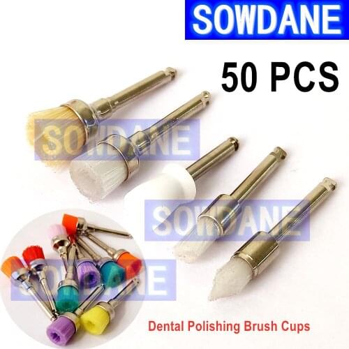 50 pieces Dental Polishing Brush Colorful Nylon/Junior RA Bristle Latch Flat Tapered Polishing Polisher Prophy Cup Brushes