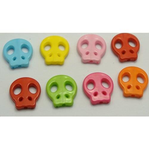 50 Mixed Bubblegum Color Acrylic Halloween Gothic Flat Skull Beads 16X15mm
