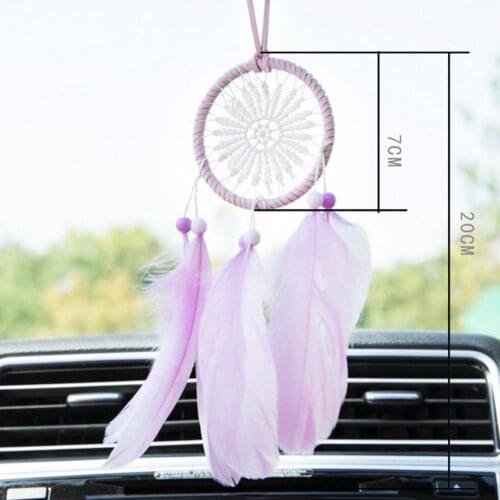2Pcs Feather Beads Dream Catcher Wall Car Hanging Ornament Window Decor Gift Car Accessories Interior