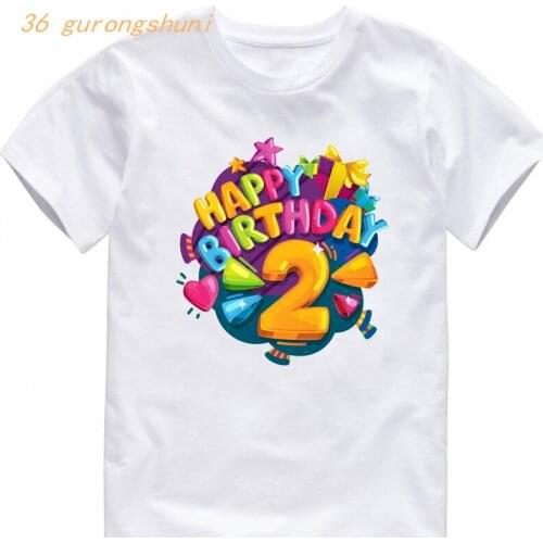 Boy T Shirt for Girls Tops Number 1 Cute Children Clothing 2th Birthday Graphic Tee Kids Clothes Girls 8 To 12 Kid Boys T Shirts