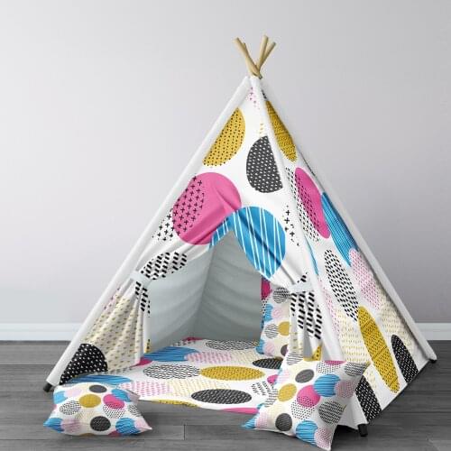 Play Tent for Kids Wigwam Portable Indoor Playground Tents Children Bedrooms Circle Pink White Yellow Black Blue Model 140