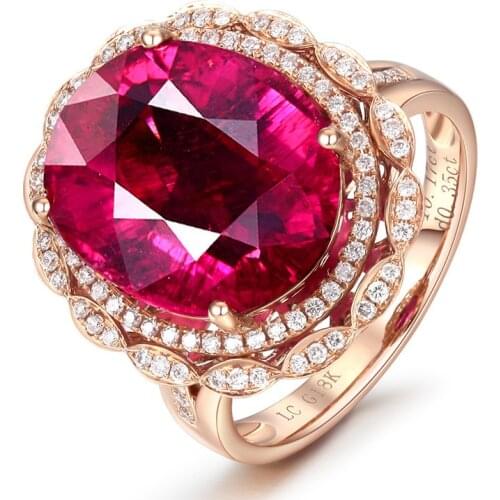 MOONROCY Crystal Ring Rose Gold Color Red Oval Party Wedding Rings OL Jewelry Wholesale for Women Girls Gift Dropshipping