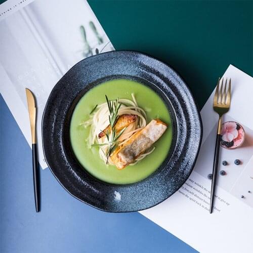 Creative Stoneware Dinner Plate Pasta Plate Steak Western Plate Ceramic Straw Hat Plate Breakfast Plate Round dish tableware