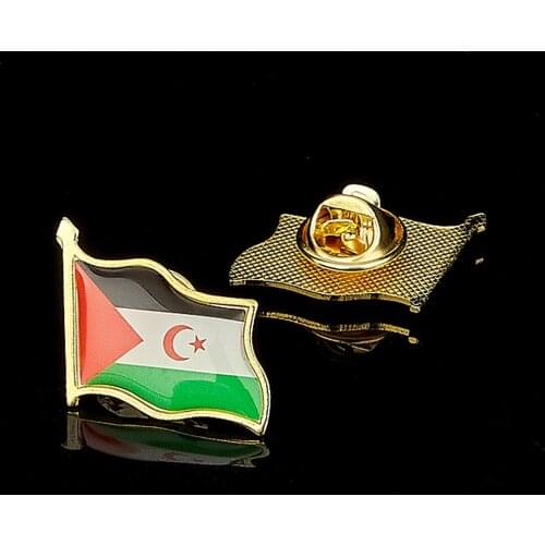 The Sahrawi Arab Democratic Republic Western Sahara Epoxy Painting Flag Zinc Alloy Metal Tie Lapel Badge Brooch Pin