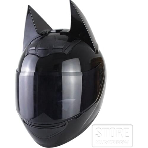 Bat Motorcycle Helmet Women Personality Moto Capacete Black Helmet Full Face Moto Helmet Fashion Motorbike Helmet