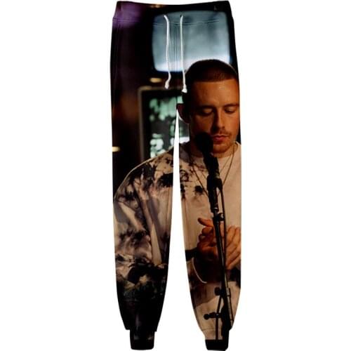 Dermot Kennedy 3D Men/Women Neutral StyleThreaded Bunched Trousers Threaded Bunched Leg Pants Youthful Punk Hip hop Style