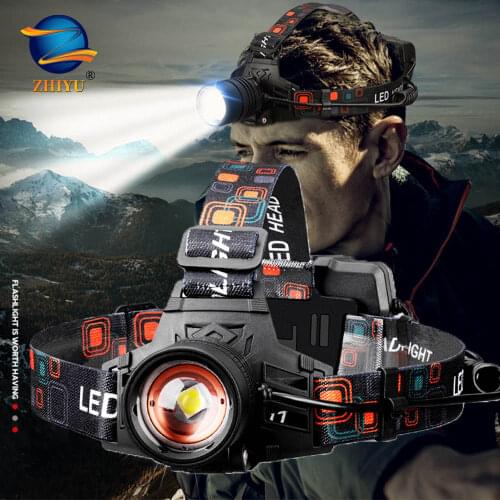 ZHIYU XHP50 Rechargeable LED Headlamp Powerful Head Lamp for Caming Fishing with Head Torch LED Flashlight By 3*18650 Battery
