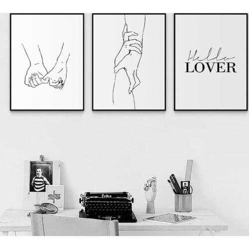 Wall Art Poster Nordic Canvas Painting Laminas Para Cuadros Posters and Prints Lienzo Decorativo Tableaux Hand Love
