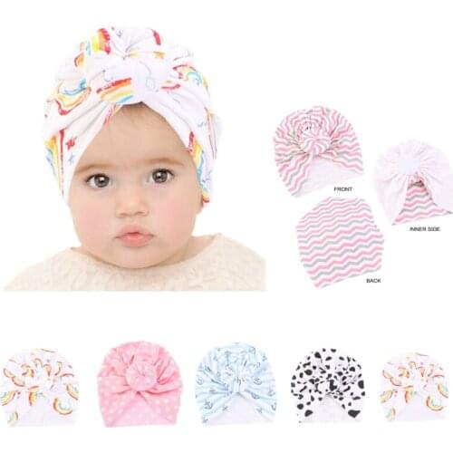 New Caps Childrens Turban Caps Four Seasons Baby Print Caps Variety Patterns Sweet Styles Turban Hats Dome Hats Indian Caps
