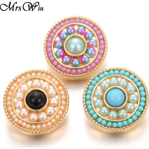 New Snap Jewelry Gold Mini Beads 18mm Snap Buttons with Rhinestone fit 18mm Snap Bracelet For Women DIY Beaded Button Jewelry