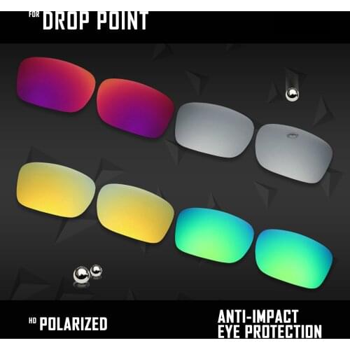 OOWLIT 4 Pairs Polarized Sunglasses Replacement Lenses for Oakley Drop Point OO9367-Silver & Midnight sun & Gold & Green