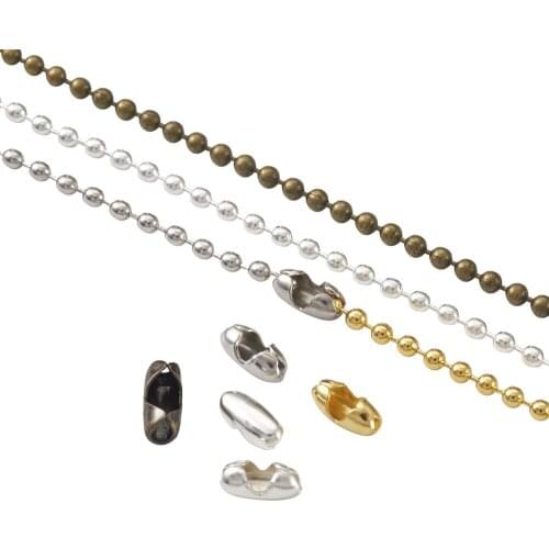 Pandahall 1.5mm/2.3mm Brass Metal Ball Bead Chain with Matching Connectors Mixed Color for DIY Crafts Necklace Jewelry Making